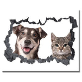 Painting by Numbers Art 3D Dog and Cat Peeking Out of The Wall